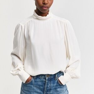 Express White Mock Neck Long Sleeve Blouse